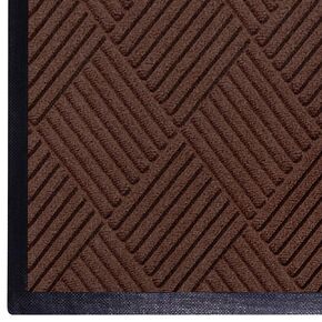WaterHog Diamond | Commercial-Grade Entrance Mat with Rubber Border – Indoor/Outdoor, Quick Drying, Stain Resistant Door Mat (Dark Brown, 4' x 6')