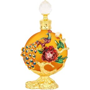 زجاجة عطر زجاجية الطاووس الذهبي 30 مل، زجاجة عطر كريستالية فاخرة مزخرفة فارغة، زجاجة عطر عتيقة جميلة يمكن أن تملأ زجاجة عطر زيت عطري فارغة، CYJS-036 in Saudi Arabia