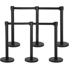 6 Pcs Crowd Control Stanchion with 6.5 FT Retractable Belt Stanchion Set & Solid Base, Heavy Duty Premium Steel, Easy Assembly, Idea for Exhibition, Hotel in Saudi Arabia