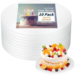 Cake Boards 10 Inch Round, Sturdy 1/2" Thick Cake Drums Multiple Layers of Corrugated Cardboard for Heavy or Multi Layer Cakes, Pastry, Display(10 Pack)