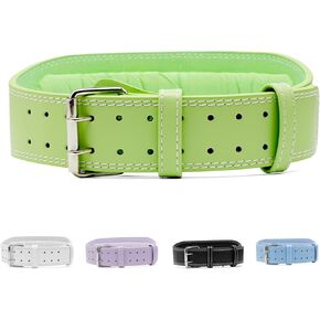 Leather Weight Lifting Belt for Women and Girl 4 Inches Padded Lumbar Support Belt for Workout Training with Adjustable Buckle