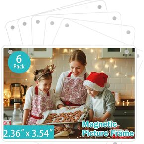 Acrylic Fridge Magnetic Frame, Double Sided Clear Magnetic Picture Frame, Clear Frameless Magnetic Refrigerator Photo Frame for Fujifilm Instax Mini, 5 x 7 Inch,Pack of 6