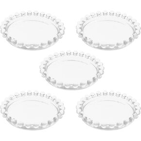 Clear Glass Candle Plates Candle Tray Candle Holder,SAFYY 5''Transparent Round Pillar Plates for Dining Table Wedding 5 Pack