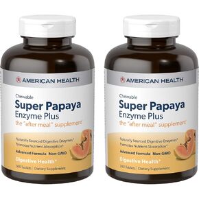 American Health - Super Papaya Enzyme Plus Chewable High Potency - 360 Chewable Tablets, Pack of 2