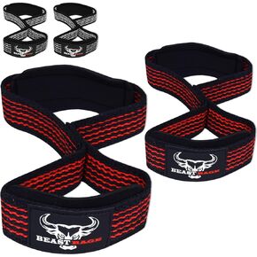 BEAST RAGE Heavy Duty Lifting Wrist Straps for Weightlifting, Figure 8 Loop Powerlifting Deadlift Strap wraps Weights Padded Support Professional Fitness Gym Bodybuilding