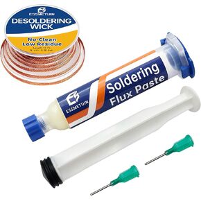 Desoldering Wick and Soldering Flux Paste for Electronics Repair, No Clean Flux(10CC), Solder Removal Kit