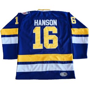 Hanson Brothers Charlestown Chiefs 16 Jack 17 Steve 18 Jeff Slap Shot Movie Hockey Jersey Blue