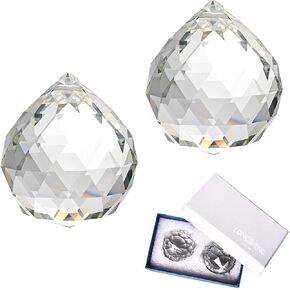 40 مللي متر كريستال الكرة بريزم الكرة suncatcher لنافذة قوس قزح صانع كريستال كرة زجاجية قلادة لتعليق حزمة واضحة من 2