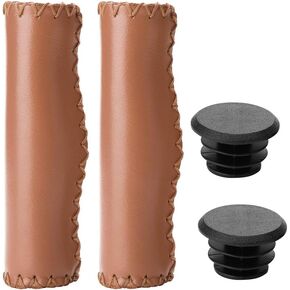 Mountain Bike Handlebar Grips, 1 Pair Black/Brown/White/Red/Blue Nonslip PU MTB Mountain Bike Handlebar Grips Cycling Grips Handle Bar Grips with Plug