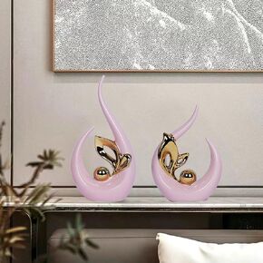 2 PCS Black Decor Accent Ceramic Statue Black and Gold Mid Century Modern Home Decor Accents Sculpture Decorations Centerpieces for Living Room Kitchen Coffee Table Bookshelf Office Dining Table