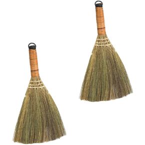 2pcs Household Dust Broom Garden Broom Dust Cleaning Desk Cleaning Tool Witch Broom Portable Table Kids Desk Whisk Sweeping Small Thai Broom Straw Sofa Toddler Mini Grass