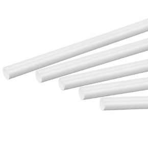 MECCANIXITY ABS قضيب بلاستيكي مستدير شريط أبيض صلب 6 مم × 250 مم لمواد نموذج DIY، صناعة النماذج المعمارية، طاولة رمل DIY، حزمة من 10