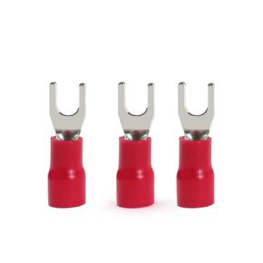 300Pcs U-Type Fork Spade Connectors Fork Wire Insulated Connectors Fork Crimp Terminal Cnnectors, 100pcs in Blue, Red, and Yellow Each