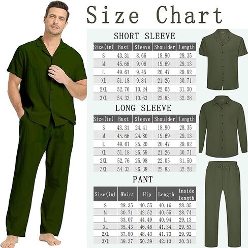 Men's Linen Sets Outfits: 3 Piece Beach Button Down Shirts Casual Loose Pants Short Sleeve Walking Suits in Kuwait