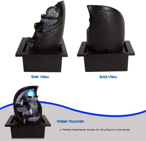 SereneLife Desktop Electric Water Fountain Decor w/ LED Illuminated Crystal Ball Accent - Indoor & Outdoor in Saudi Arabia