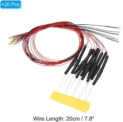 PATIKIL 12-18V 0805 LED سلكي مسبقًا، 20 قطعة 7.8 بوصة جهاز تثبيت سطحي صغير ملحوم مسبقًا، صمامات ثنائية باعثة للضوء مع حافة لبناء نموذج ديكور المنزل، أبيض in Kuwait