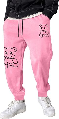 GORGLITTER Men's Graphic Designer Sweatpants Y2K Drippy Drawstring Jogger Pants with Pockets in Saudi Arabia