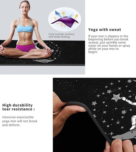 Cifupy Yoga Mat Double-Sided Non Slip Exercise Mat Eco Friendly TPE Fitness Exercise Mat With Carrying Strap & Storage Bag Workout Mat for Yoga, Pilates and Floor Exercises in Saudi Arabia