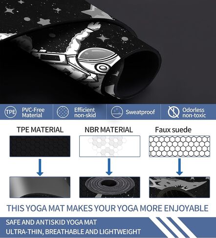 Cifupy Yoga Mat Double-Sided Non Slip Exercise Mat Eco Friendly TPE Fitness Exercise Mat With Carrying Strap & Storage Bag Workout Mat for Yoga, Pilates and Floor Exercises in Saudi Arabia