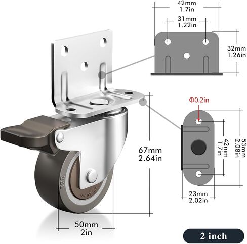 Side Mount Casters, 1.5 Inch Furniture Wheels, L-Shaped Rubber Casters Set of 4, 360-Degree Locking Swivel Top Plate Small Castor Wheels for Furniture, Baby Bed, Kitchen, Cabinet, Table. in Saudi Arabia