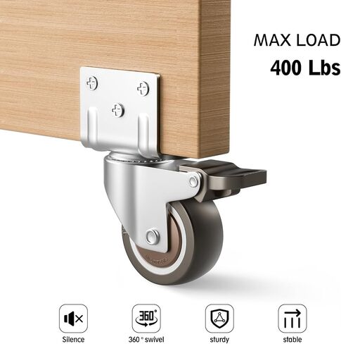 Side Mount Casters, 1.5 Inch Furniture Wheels, L-Shaped Rubber Casters Set of 4, 360-Degree Locking Swivel Top Plate Small Castor Wheels for Furniture, Baby Bed, Kitchen, Cabinet, Table. in Saudi Arabia
