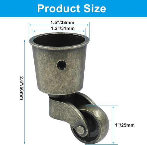 Luomorgo 4 Pack Antique Caster Cups Furniture Casters Wheels Zinc Alloy Swivel Cup Casters Round Cup Castor for Cabinet Piano Table Chair in Saudi Arabia