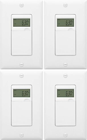 ENERLITES - HET01-C-W Programmable Digital Timer Switch for Lights, Fans, Motors, 7-Day18 ON/OFF Timer Settings, Single Pole, Neutral Wire Required, UL Listed, HET01-C, White in Saudi Arabia