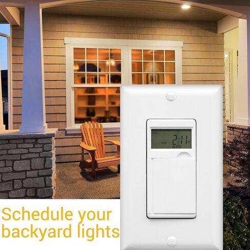 ENERLITES - HET01-C-W Programmable Digital Timer Switch for Lights, Fans, Motors, 7-Day18 ON/OFF Timer Settings, Single Pole, Neutral Wire Required, UL Listed, HET01-C, White in Saudi Arabia