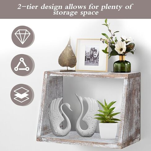 idee-home Bathroom Floating Shelves for Wall, Wood Farmhouse Decorative Wall Mounted Hanging Shelves for Kitchen Bedroom Living Room, Rustic Brown, Set of 3 in Saudi Arabia