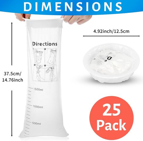 25 Pcs Vomit Bags Throw Up Bags Disposable Barf Bags 1000ml Blue Portable Leak Resistant Emesis Bags with Snap, Aircraft Car Sickness Bag for Travel Motion Sickness Pregnancy Patients Kids in Saudi Arabia