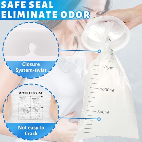 25 Pcs Vomit Bags Throw Up Bags Disposable Barf Bags 1000ml Blue Portable Leak Resistant Emesis Bags with Snap, Aircraft Car Sickness Bag for Travel Motion Sickness Pregnancy Patients Kids in Saudi Arabia