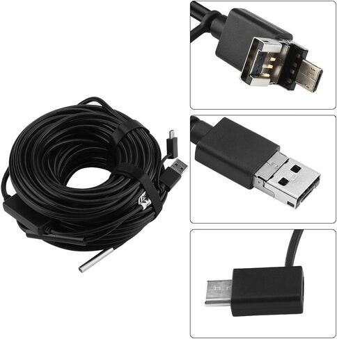 كاميرا فحص 20 متر 5.5 ملم 3 في 1 USB/مايكرو USB/Type-C المنظار مع كاميرا مقاومة للماء 720P لفحص أنابيب السيارات in Saudi Arabia