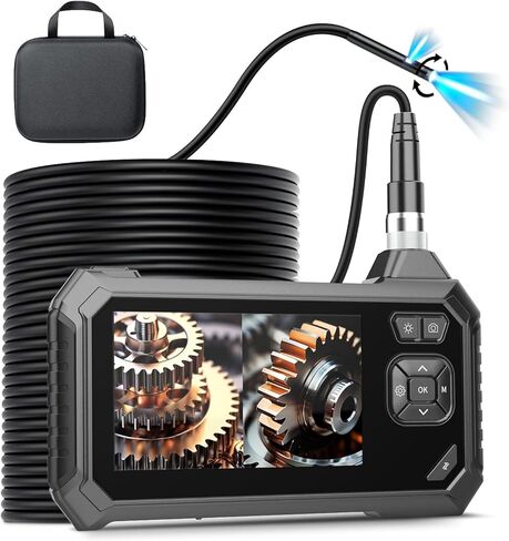 كاميرا Hopefox Borescope، كاميرا منظار بعدسة مزدوجة بدقة 1080 بكسل عالية الدقة مع 8 مصابيح قابلة للتعديل وكاميرا أنبوبية قابلة للدوران 360 درجة، شاشة IPS 4.3 بوصة IP67 مقاومة للماء، كابل شبه صلب مع 32 قدمًا، 2000 مللي أمبير في الساعة in Kuwait