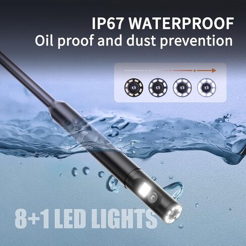 كاميرا Hopefox Borescope، كاميرا منظار بعدسة مزدوجة بدقة 1080 بكسل عالية الدقة مع 8 مصابيح قابلة للتعديل وكاميرا أنبوبية قابلة للدوران 360 درجة، شاشة IPS 4.3 بوصة IP67 مقاومة للماء، كابل شبه صلب مع 32 قدمًا، 2000 مللي أمبير في الساعة in Kuwait