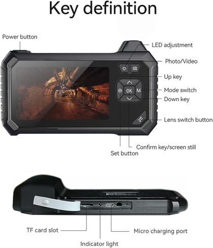 كاميرا Hopefox Borescope، كاميرا منظار بعدسة مزدوجة بدقة 1080 بكسل عالية الدقة مع 8 مصابيح قابلة للتعديل وكاميرا أنبوبية قابلة للدوران 360 درجة، شاشة IPS 4.3 بوصة IP67 مقاومة للماء، كابل شبه صلب مع 32 قدمًا، 2000 مللي أمبير في الساعة in Kuwait