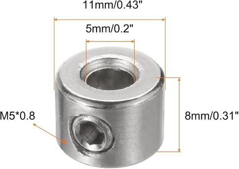 5pcs 5mm Drill Stop Collar Set Depth Stop, Adjustable High Speed Steel Drilling Limit Ring, Nickel Coated Surface Dowel Shaft Chuck Positioner with Hex Wrench Silver in Saudi Arabia