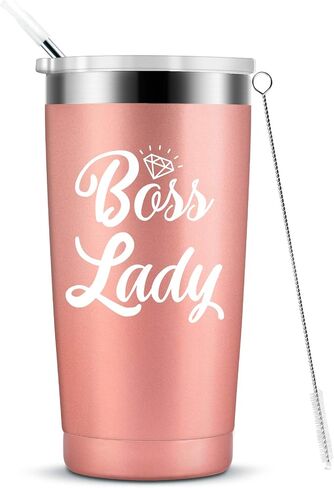 Boss Lady Mug Tumbler-Unique Christmas Birthday Gifts for Women Boss Female Mom Stainelss Steel Wine Tumbler with Staw and Lid Friend Gifts 20oz Glitter charcoal in Saudi Arabia