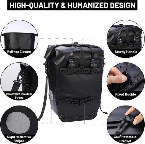 حقائب الدراجة المقاومة للماء للدراجات ذات الرف الخلفي ومقعد الدراجة بسعة 27 لتر مع حزام الكتف لركوب الدراجات والسفر وركوب الدراجات باللون الأصفر in Kuwait