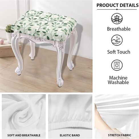 3D Flower Print Vanity Seat Cover Set of 2 Rectangle Stool Covers with Elastic Bottom Removable Soft Saddle Seat Cover Furniture Chair Seat Cover in Saudi Arabia