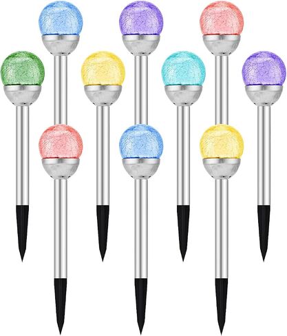 Solar Garden Lights Cracked Glass for Outdoor Waterproof Landscape Pathway Decorations 7 Colors Changing 6 Packs in Saudi Arabia
