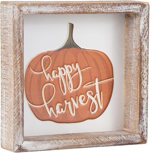 Fall Decorations for Home, Farm Fresh Pumpkins Block Sign for Shelf, Mantel, Table, Fall Decor For Tiered Tray, Embossed Metal With Wood Frame Orange in Saudi Arabia