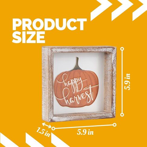 Fall Decorations for Home, Farm Fresh Pumpkins Block Sign for Shelf, Mantel, Table, Fall Decor For Tiered Tray, Embossed Metal With Wood Frame Orange in Saudi Arabia