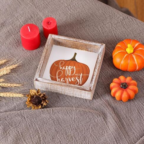 Fall Decorations for Home, Farm Fresh Pumpkins Block Sign for Shelf, Mantel, Table, Fall Decor For Tiered Tray, Embossed Metal With Wood Frame Orange in Saudi Arabia