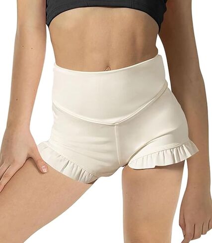 Girls Athletic Shorts High Waisted Ruffle Dance Shorts Yoga Workout Running Shorts in Saudi Arabia