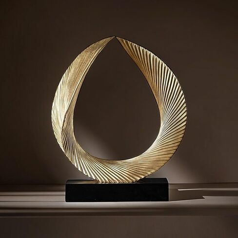 Gold Home Decor Accents Wave Resin art Statue,Modern Abstract Sculptures Decorations in Saudi Arabia