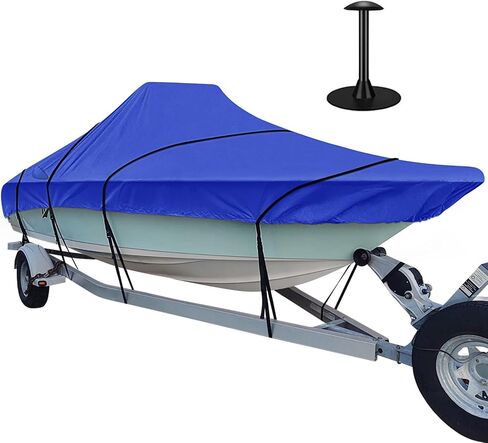 iCOVER Trailerable Boat Cover, 600D Heavy Duty Boat Cover Fits V-Hull Center Console Boat 20ft-22ft Long and Beam Width up to 106in, Windshield Height up to 30in, Boat Cover Support Pole Included in Saudi Arabia