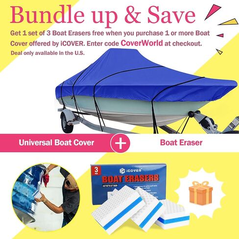 iCOVER Trailerable Boat Cover, 600D Heavy Duty Boat Cover Fits V-Hull Center Console Boat 20ft-22ft Long and Beam Width up to 106in, Windshield Height up to 30in, Boat Cover Support Pole Included in Saudi Arabia
