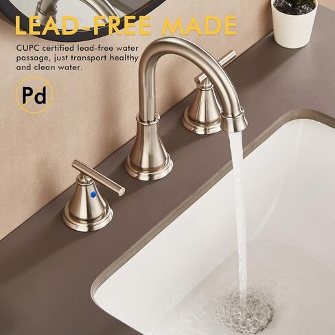 Fransiton Bathroom Sink Faucet 3 Hole, Oil Rubbed Bronze Bathroom Vanity Faucet for Lavatory Sink with Pop-Up Drain, 8 Inch Widespread Bathroom Faucet, 2 Handle Basin Faucet with cUPC Supply Lines in Saudi Arabia