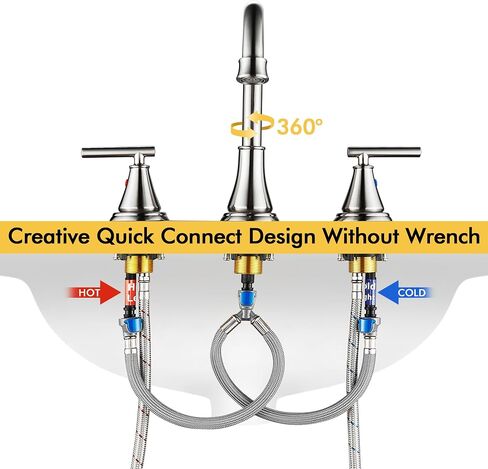 Fransiton Bathroom Sink Faucet 3 Hole, Oil Rubbed Bronze Bathroom Vanity Faucet for Lavatory Sink with Pop-Up Drain, 8 Inch Widespread Bathroom Faucet, 2 Handle Basin Faucet with cUPC Supply Lines in Saudi Arabia