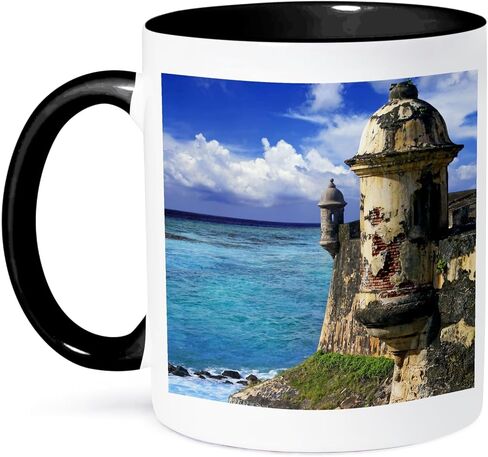 كوب 3dRose Puerto Rico، Juan، Fort San Felipe del Morro-CA27 MGL0047-Miva Stock، 11 أونصة، أسود in Kuwait
